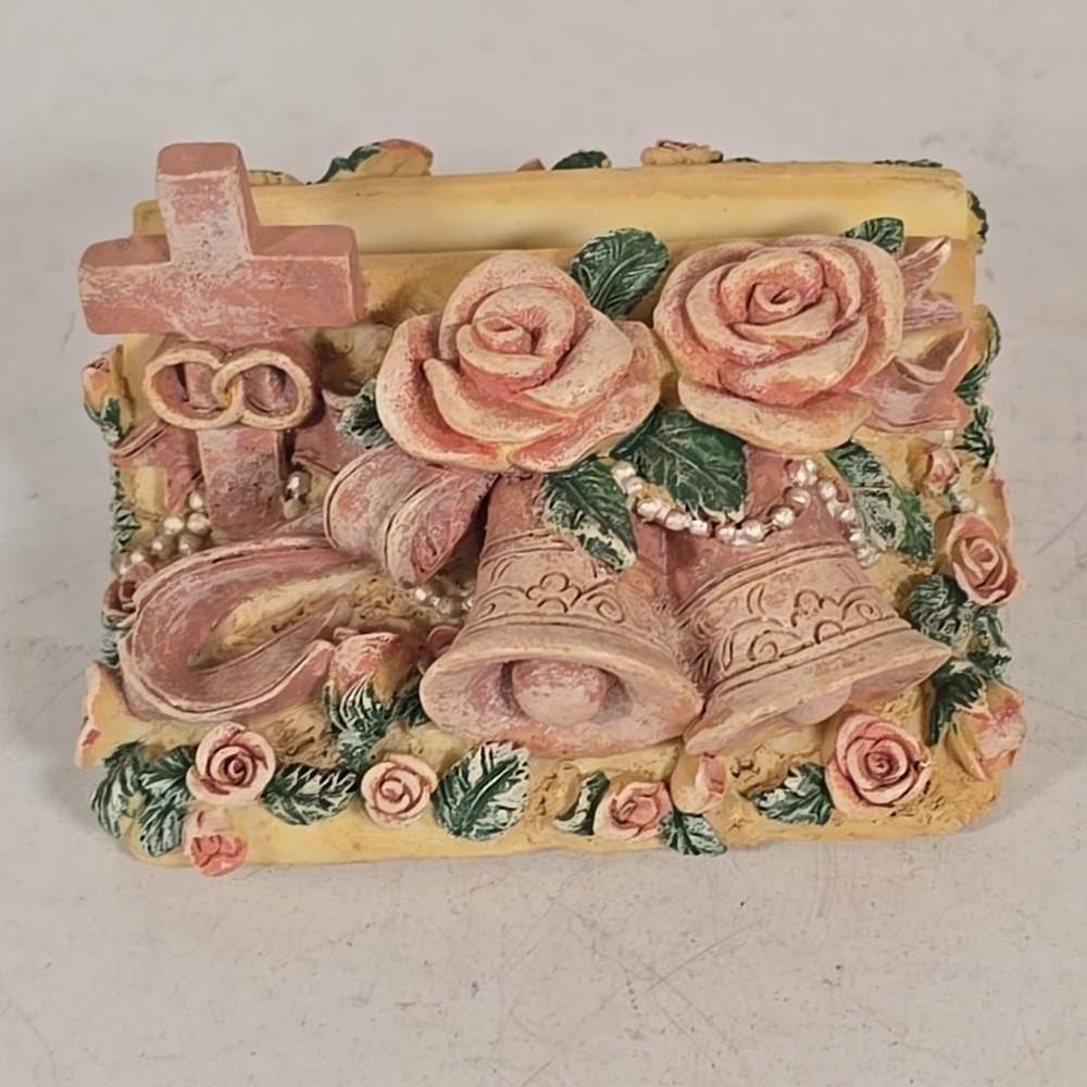 Vintage Ceramic Wedding Card Holder Hand Painted 4 In Ceramic